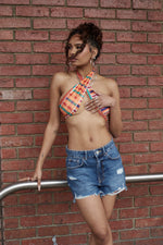 Load image into Gallery viewer, Kente Scarf Top, Tie Back Wrap Halter Top
