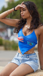 Load image into Gallery viewer, Montserrat flag halter Top
