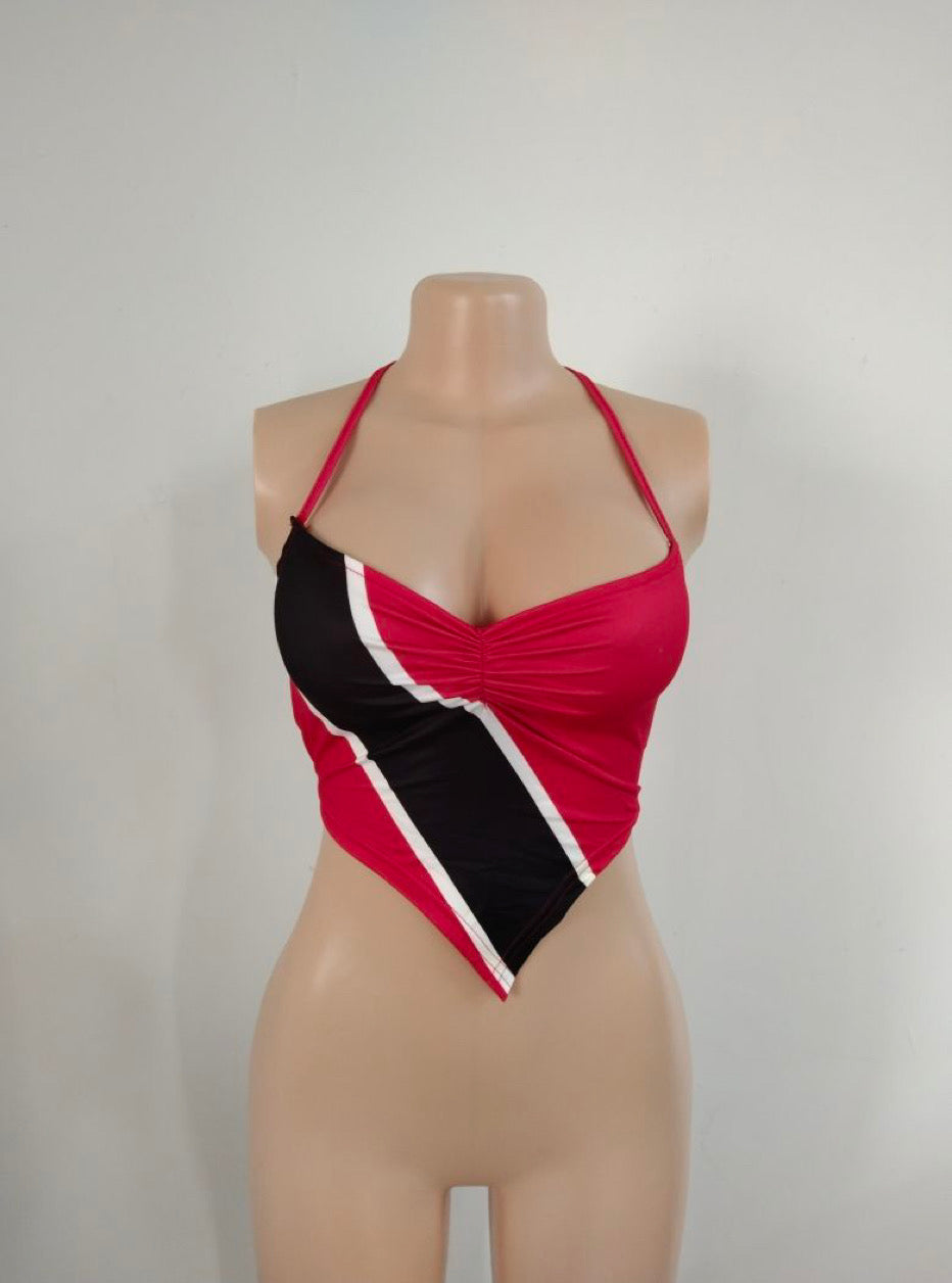 Trinidad Flag Printed Halter Crop Top