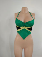 Load image into Gallery viewer, Jamaican Flag Printed Halter Crop Top
