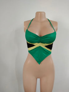 Jamaican Flag Printed Halter Crop Top